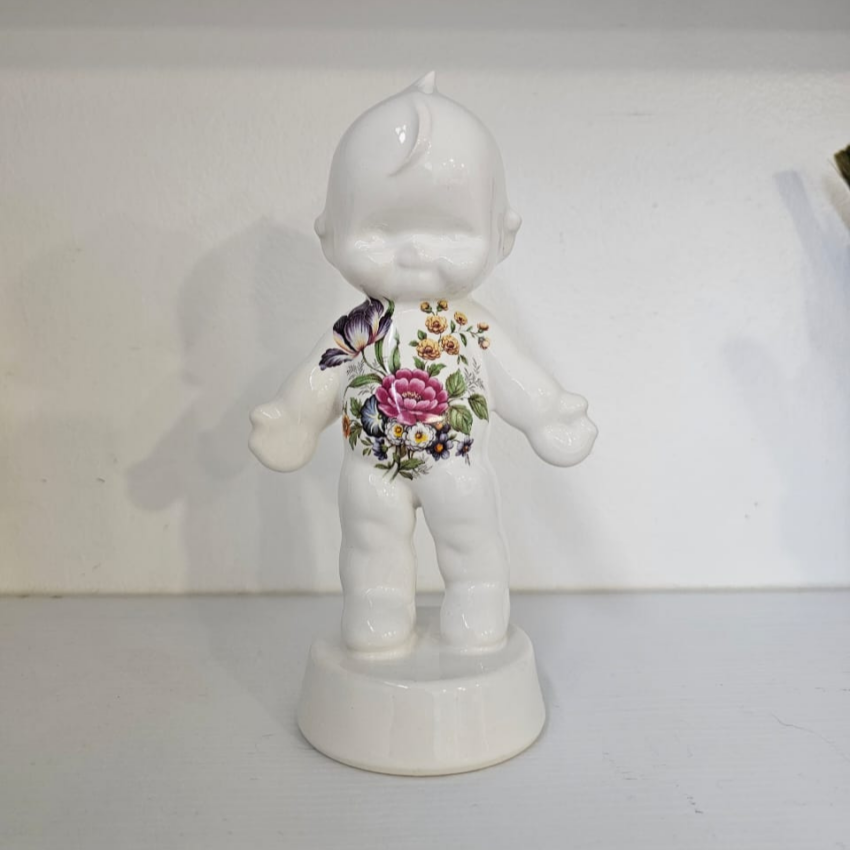 Vintage Blooms Ceramic Kewpie Doll